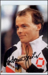 Tarjeta de autógrafo gimnasia ANDREAS AGUILAR con medalla, deporte, deportista - Imagen 1 de 1