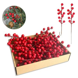 35 Pack Christmas Tree Decorations,9 inch Artificial Red Berry Stems,Red Berr... - Picture 1 of 7