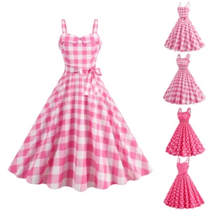 Retro Womens Polka Dot Swing Dress 50s 60s Rockabilly Cocktail Eveining Party UK - Picture 1 of 15