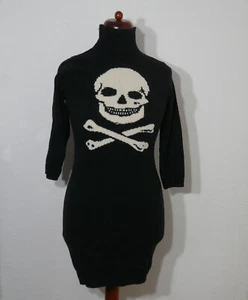 Betsey Johnson skull sweater dress with side zip detail size L M vintage - Picture 1 of 6