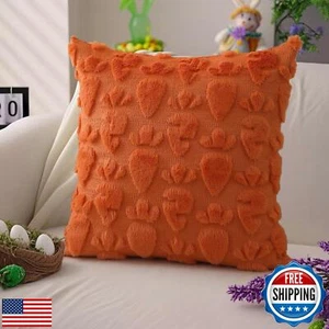 DFXSZ Easter Pillow Covers 18x18 inch Easter Decoration Orange Carrot Soft Pl - Picture 1 of 5