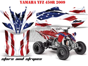 KIT GRÁFICO DE DECORACIÓN DE CARRERAS AMR ATV YAMAHA YFZ 450 04-14, YFZ 450R STARS N RAYAS B - Imagen 1 de 3