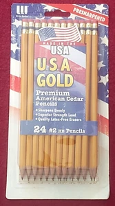 Write Dudes 2015 USA Gold Premium American Cedar #2 HB Pencils_24 Pack_FAST SHIP - Picture 1 of 2