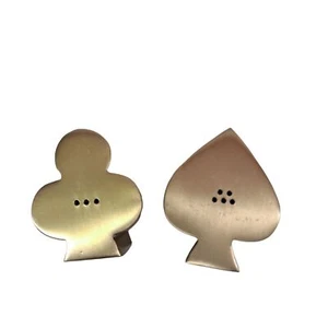 ED Ellen DeGeneres Brass Clover and Spade Salt & Pepper Shakers NOB Cards - Picture 1 of 12