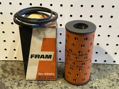 Vintage FRAM Oil Filter Cartridge C-820 PL W/ Box, Rubber Gasket NOS - Image 1 of 2