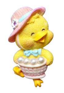 Avon PIN Easter Vintage DUCK LAUNDRY BASKET Faux Pearls Bubbles 1990s Brooch - Picture 1 of 3