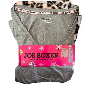 Joe Boxer Women’s Pajama PJ Set Animal Print Pink Black Top Pants Size L New 1R - Picture 1 of 4