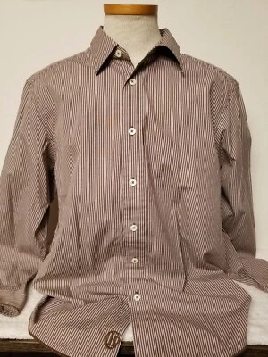 L  Indigo Palms Pinstripe Golden Isle Shirt IP3982 Green or Brown or Blue (pick) - Image 1 of 4