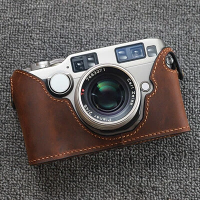 Medio estuche retro de cuero genuino hecho a mano para fundas protectoras de cámara Contax G2 Foto 1 de 4