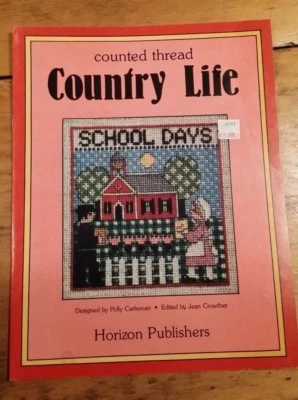 COUNTRY LIFE WEDDING SCHOOL HOUSE SAMPLER CROSS STITCH PATTERN FREE SHIPPING   - Image 1 of 2