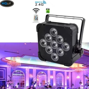 Battery Smart Dj Freedom 9x18w RGBWAUV Wireless LED Slim Par DJ Wedding Light - Picture 1 of 8