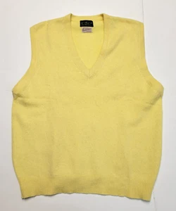 W. BILL V-Neck Sweater Vest 100% CASHMERE Men LARGE L 42 Yellow SCOTLAND vtg 90s - Picture 1 of 5