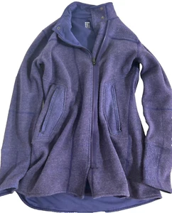 Title Nine Wool Blend Fleece Lined Tunic Swacket Size S Purple Mock Neck j - Picture 1 of 13