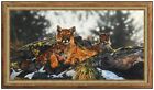 Janene Grende Original Oil Painting on Board Signed Nature Cat Large Framed Art