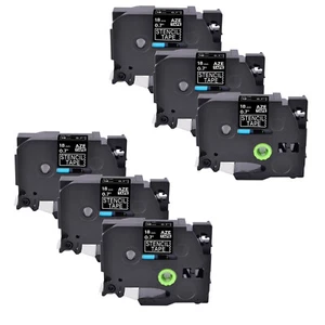 6PK Plantilla Etiqueta Cinta Negra STe-141 para Brother P-Touch 18mm 3/4" Cassette - Imagen 1 de 4