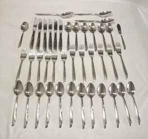 Oneida Community Twin Star MCM Besteck 6 Gedecke mit zusätzlichen Teelöffeln & Servieren - Bild 1 von 9