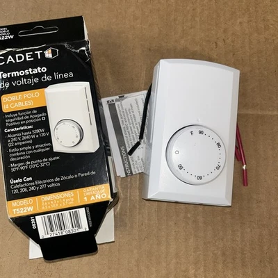Cadet T522-W (08301) Mechanical Double Pole Wall Thermostat, 22A, White (a2) - Image 1 of 4