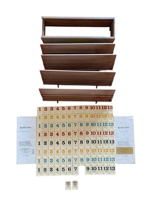 Vintage 1977 Enbar Rummy King Game Hand Finished Tiles & 4 Racks Made in Israel - Image 1 of 4