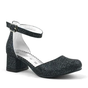 Sirri Niñas Brillantes Mary Janes Tacón Bloque Zapatos Boda Fiesta Princesa Calzado - Imagen 1 de 5