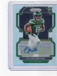 Elijah Moore 2021 Panini Prizm RC automático Silver Prizms autógrafo Rookie Jets - Imagen 1 de 2