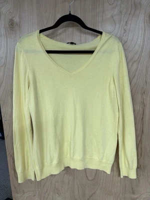 Talbots Womens Pure Cashmere Blend V-Neck Sweater Yellow Size Large - Image 1 of 4