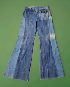 Vintage RARE 70s Brittania  Bell Bottom Flare Jeans  Size 34 - Picture 1 of 8