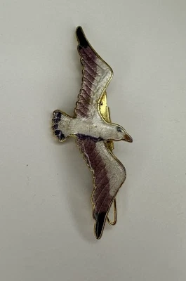 Clip de joyería de pelo de gaviota Cloisonne esmalte tono dorado/pájaro blanco púrpura Foto 1 de 4