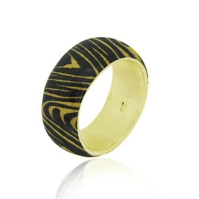 18k Gold Over 925 Silver Enamel Tiger Print Ring Size 8 - Image 1 of 2