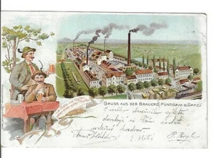 1901 Advertising Gruss aus der Braurere Postcard "Have a Beer Where it's Made" - Picture 1 of 2