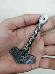 Hand made ( Forged ) Mjolnir  In Damascus Steel , Viking's God Pendant for SALE - Picture 1 of 2