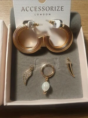 NEU €75 ORELIA ASOS ACCESSORIZE vergoldete Charm Anhänger Creole Ohrringe - Bild 1 von 4