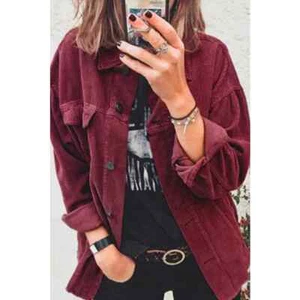 CORDUROY SHACKET JACKET BURGUNDY RED SIZE SMALL BY UNISHE-CLEARANCE!!! - Picture 1 of 1
