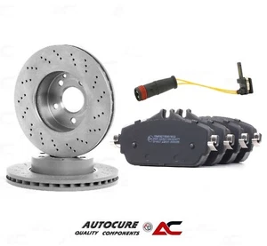 FOR MERCEDES C-CLASS C220 SPORT MK4 W205 DRILLED FRONT BRAKE DISCS PADS & SENSOR - Picture 1 of 1