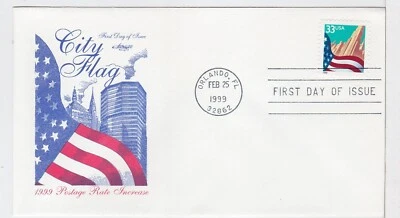 TurtlesTradingPost- Flag Over City  1999 #3278 FDC- Artmaster Cachet - Image 1 of 2