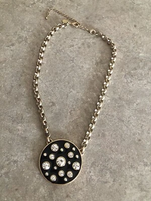 Lia Sophia Kiam Black Enamel & Crystal Necklace 16"-19" - Image 1 of 2