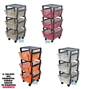 CARRELLO MODULA MULTIUSO PORTAOGGETTI PORTA FRUTTA 3 RIPIANI CON RUOTE - Foto 1 di 3