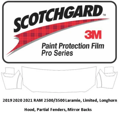 Película de protección de pintura 3M Scotchgard PRO precortada Ram 2500/3500 2019-2021  Foto 1 de 3