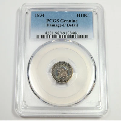 Moneda de 5 centavos busto con tapa de plata 1834 P graduación profesional detalle F - #49864A Foto 1 de 2