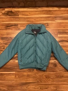 Roffe Skiwear Full Zip VTG Puffer Teal Colored Jacket Fast Shipping - Picture 1 of 7