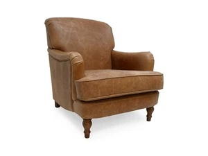 Vintage Leather Armchair In Genuine Vintage Tan Leather "The Howard" - Picture 1 of 8