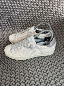 P448 John Sunset Cream Leather Snake Print Lace Up Sneakers Women Size 7 - Picture 1 of 14