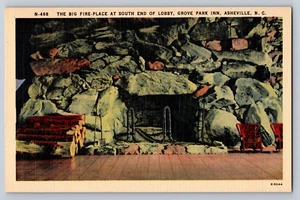 Postkarte Grove Park Inn Großer Kamin am südlichen Ende der Lobby Asheville N.C. - Bild 1 von 2
