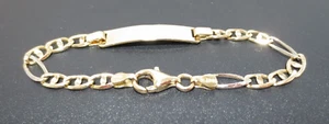 14K 2TONE GOLD KIDS ID BRACELET 5.5" LONG 5.98 MM WIDE 4.53 Grams (G130386) - Picture 1 of 6