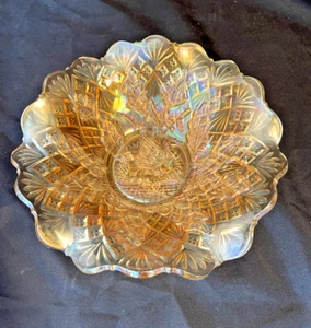 Vintage Millersburg verschachtelter Schwan Karneval Glas Rüschen Schale Diamant Fächer Ringelblume - Bild 1 von 15
