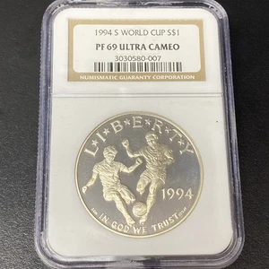 1994-S World Cup Proof Commemorative Silver Dollar $1 NGC PF 69 UC Ultra Cameo - Picture 1 of 4