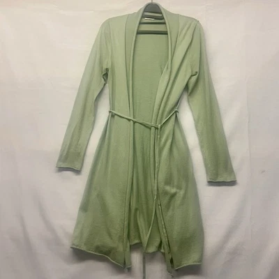 Cárdigan largo Boden verde salvia lazo cintura talla 6 algodón y cachemir Foto 1 de 4