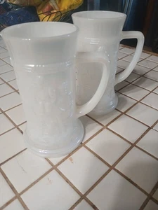 Vintage Federal Glass Moonglow White Opalescent Mugs/Stein (set of 2) TIARA - Picture 1 of 3