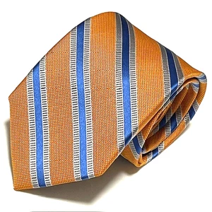 Jos A Bank Tie Heritage Collection Silk Orange Blue Stripes Preppy Dapper Sharp - Picture 1 of 21