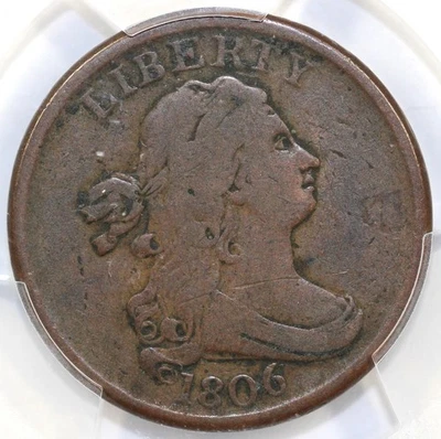 1806 1/2c Small 6 No Stems C-1 Draped Bust Half Cent PCGS VG 10 - Image 1 of 4