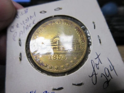 1853 M-NY-949 New York Crystal Palace / H.B. Perros entrenados West's latón 29 mm Foto 1 de 4